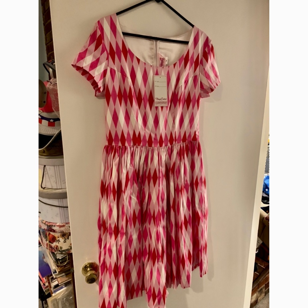 Pinup Couture Gena Dress in Pink Harlequin XL